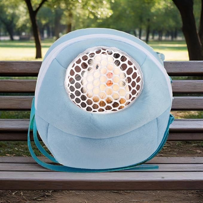 Pet Carrier Backpack for Small Animals, Travel Handbag for Cat, Puppy, Guinea Pig, Hedgehog, Hamster (Blue, Large)