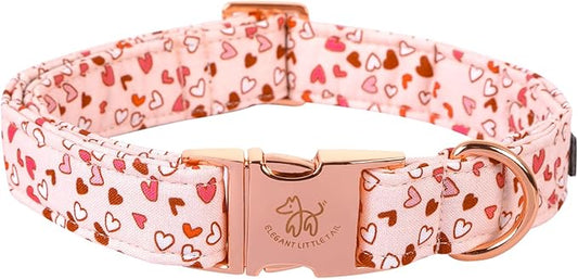 Elegant little tail Dog Collar, Valentine's Dog Collar Pet Collar, Pink Heart Dog Collar Cute Girl or Boy Dog Collar Puppy Pet Gift Adjustable Dog Collar for Large Dogs