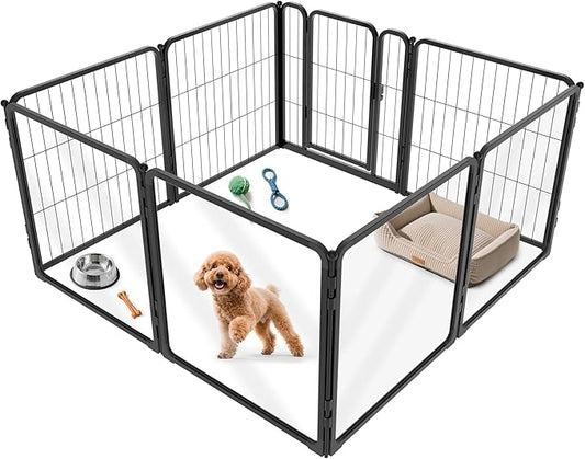 FXW Homeplus Unleashed Indoor Dog Playpen - Stress-Free and Safe Play, Heavy Duty 24 Inch 4 Acrylic Panels + 4 Wire Panels Dog Pen for Puppy and Small Dogs, Black│Patented