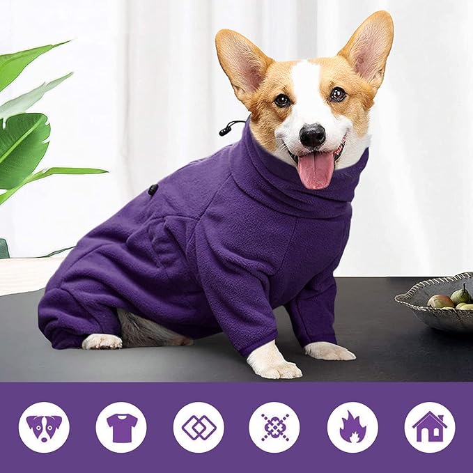 ROZKITCH Dog Winter Coat Soft Fleece Pullover Pajamas, Pet Windproof Warm Cold Weather Jacket Vest Cozy Jumpsuit Apparel Outfit Clothes for Small Medium Large Dog Walking Sleep Purple 3XL