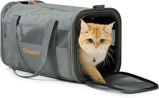 Cat Carrier and Dog Carriers, Soft Sided Breathable Mesh, Two Soft Pads are Provided, Small Dogs or Medium Cats Pet Carrier up to 16 Lbs, 18.5in*9.84in*11in
