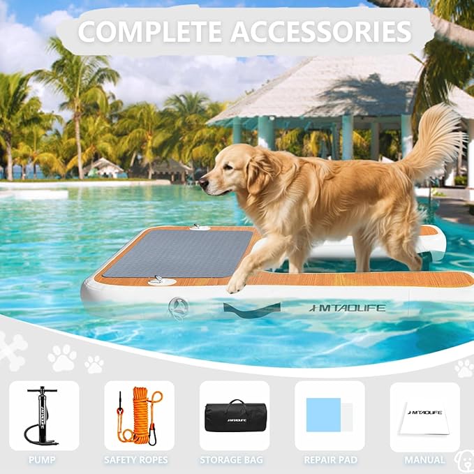 Inflatable Dog Boat Ramp Water Ramp for Pool, Float Floating Dog Ramps with Anti-Slip EVA for Lakes, Boats, Docks