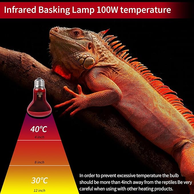 Reptile Heat Lamp,50W Red Basking Spot Lamp Bulb for Chickens Amphibians, Infrared Heat Emitter Light for Coop