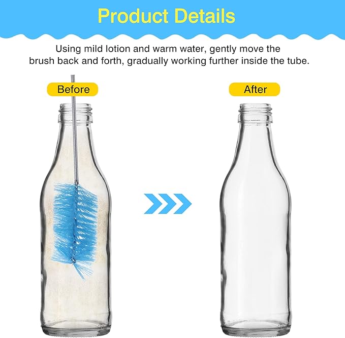 Patelai 6 Pieces Aquarium Filter Brush Set Include Double-Ended Hose Brush and Straw Nylon Stainless Steel Flexible Spring Assorted Sizes Long Tube Cleaning for Fish Tank Home Kitchen