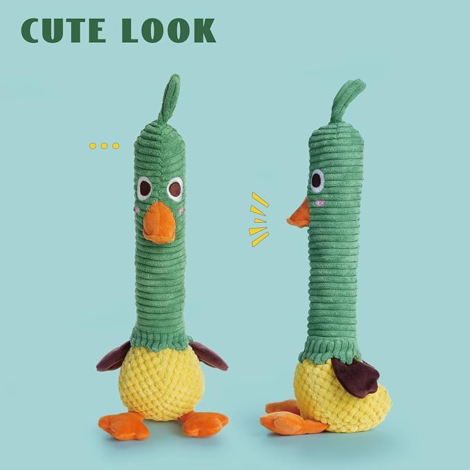 Nocciola 2 in 1 Duck Dog Toy with a Large Rubber Squeaker - Durable Stuffed Squeaky Crinkle Chew Toys for Aggressive Chewers, Medium and Large Breeds