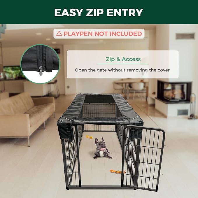(Not Suitable for Other Brands) FXW Exclusive Mesh Top Cover, Only Fits FXW Rollick/Homeplus 27.3" W x 32" H/40 H/45 H 6-Panel Playpen (Playpen not Included), Rectangle│Patent Pending