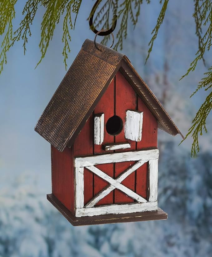 Topadorn Hanging Bird House Outdoor Garden Decorative Wooden Birdhouse