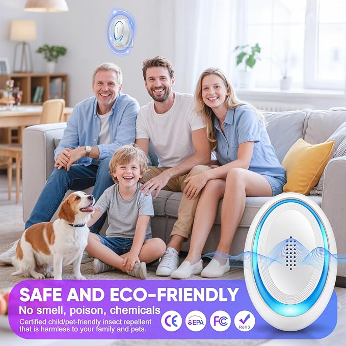 2025 Upgraded Ultrasonic Pest Repeller Indoor Ultrasonic Repellent, Mouse Repellent for Roach, Rodent, Mouse, Mosquito, Mice, Spider, Ant, Bugs Electronic Plug-in Pest Control 6 Pack(White)