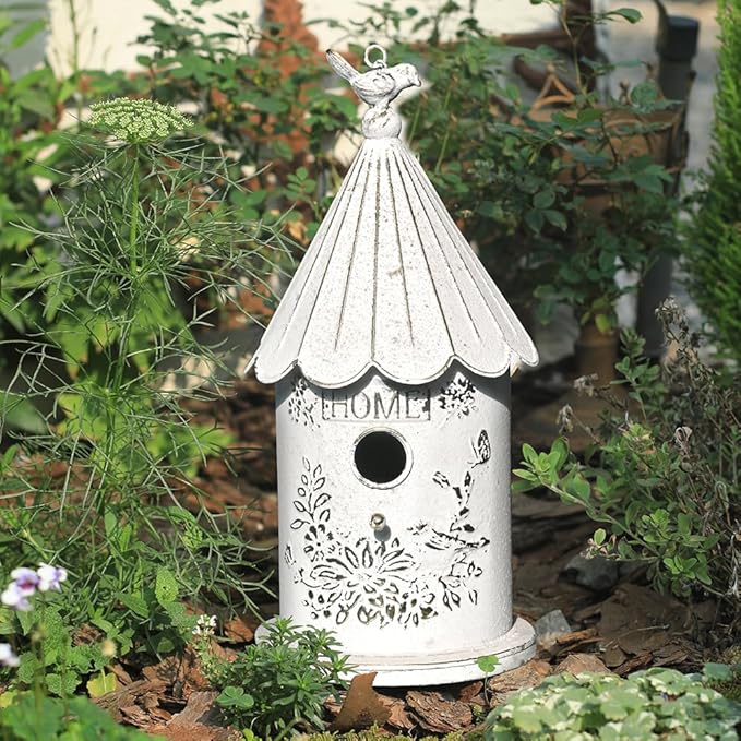 Metal Hanging Birdhouses for Outdoors Bird Houses for Outside Unique Bird Nest for Bluebird Wren Chickadee Sparrow Bird Nest Box for Garden Patio