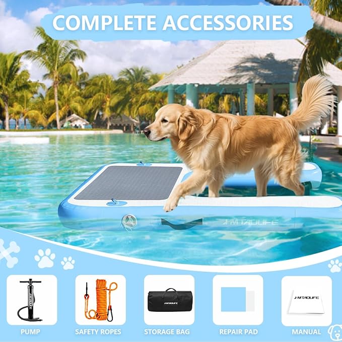 Inflatable Dog Boat Ramp Water Ramp for Pool, Float Floating Dog Ramps with Anti-Slip EVA for Lakes, Boats, Docks