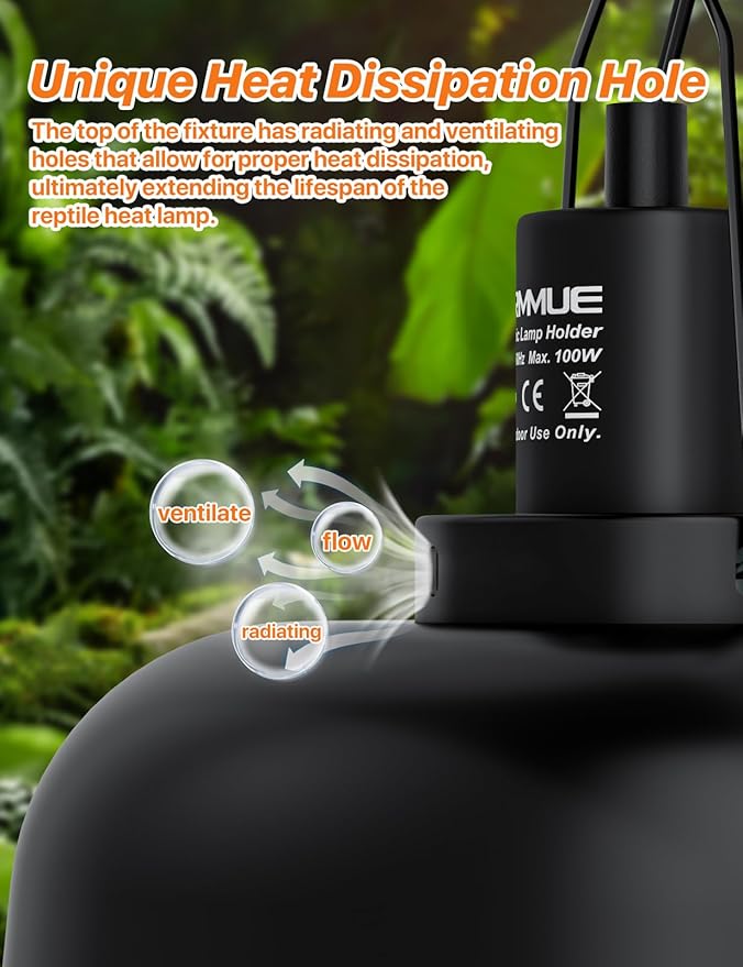 2 Pack 8.5" Deep Dome Reptile Heat Lamp Fixture with Clamp, ETL Certified Ceramic Socket for UVA/UVB Basking Bulbs & Heat Emitters, for Bearded Dragons, Turtles, Lizards, Snakes, Geckos, Terrariums