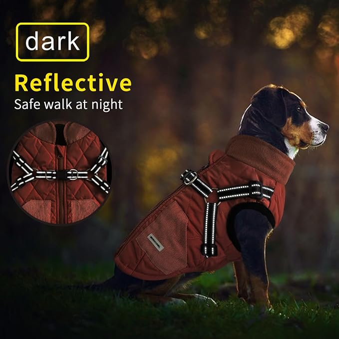 Mosucoirl Warm Dog Coats Pet Clothes, Waterproof Dogs Jacket Reflective Pet Outfits Winter Dog Cold Weather Coat Cozy Snow Jackets Vest for Small Medium Large Dogs Puppy Doggie