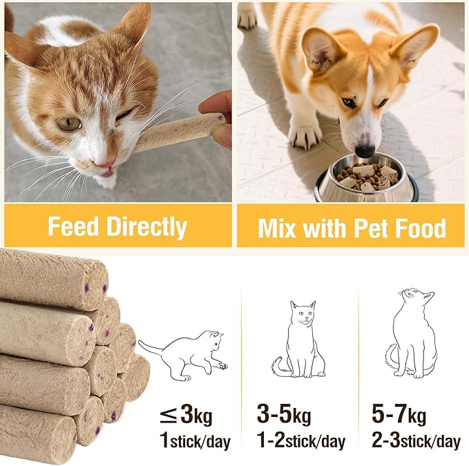 Freeze Dried Duck Stick Cat Treats, High Protein Healthy Treats for Cats & Dogs, Natural Teeth Cleaning Snacks, Gluten& Grain Free 50g
