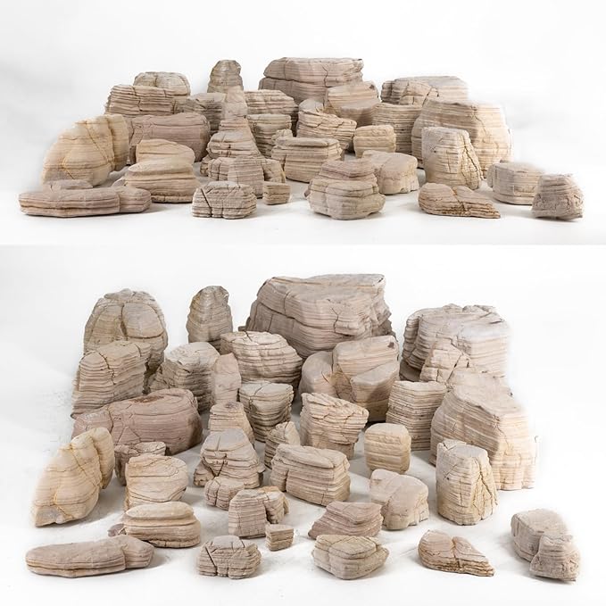 Natural Aquarium Rocks PH Neutral Stone 2-7inch Fish Rocks 10LB Pagoda Rocks for Aquariums, Landscaping Model,Tank Decoration,Amphibian Enclosures-6-7Pcs