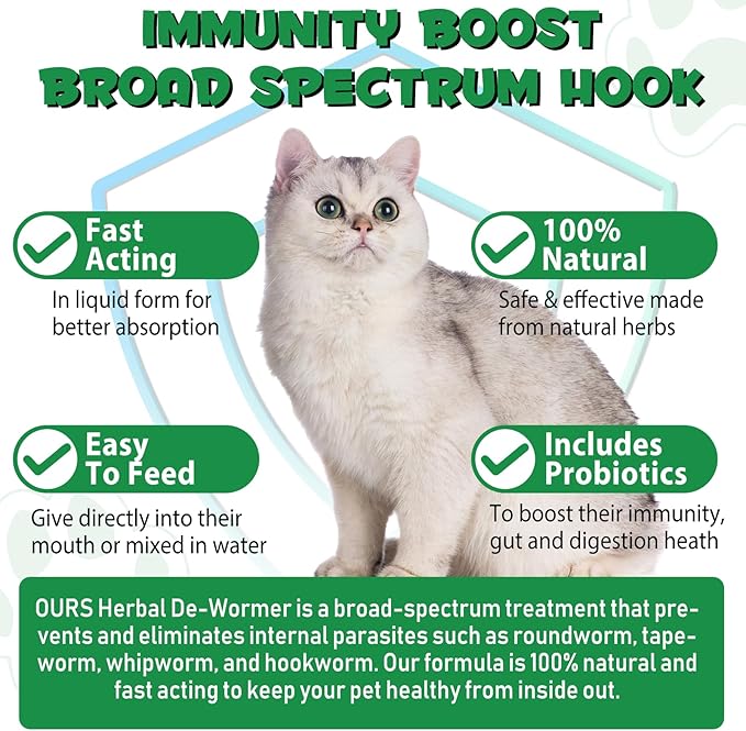 Specifically Formulated for Cats, Cats Natural Broad Spectrum Treatment with Probiotics, Herbal Cleanse, Digestive Support for All Cat Breeds, Gut Health, Puppy & Kitten, Supplement Drops for Pets