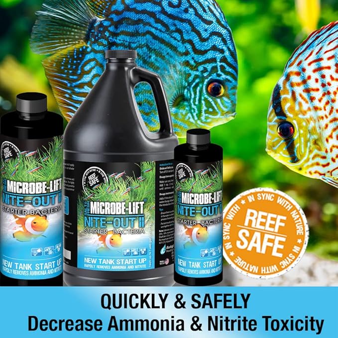 MICROBE-LIFT NITEH16 Nite-Out II Aquarium and Fish Tank Cleaner for Rapid Ammonia and Nitrite Reduction, Freshwater and Saltwater, 16 Ounces
