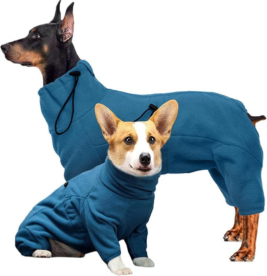 ROZKITCH Dog Winter Coat Soft Fleece Pullover Pajamas, Pet Windproof Warm Cold Weather Jacket Vest Cozy Jumpsuit Apparel Outfit Clothes for Small Medium Large Dog Walking Sleep 4XL
