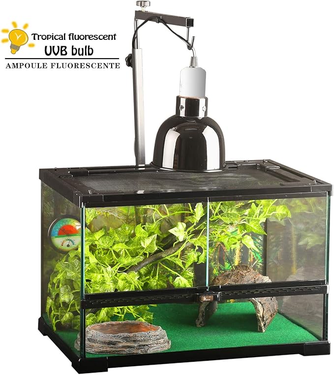 UVA UVB Light Reptile Bulb 5.0 13W Rainforest UVB Bulb Compact Fluorescent Terrarium Lamp with UV Tester Card for Bearded Dragon, Turtle, Snake, Gecko, Lizard
