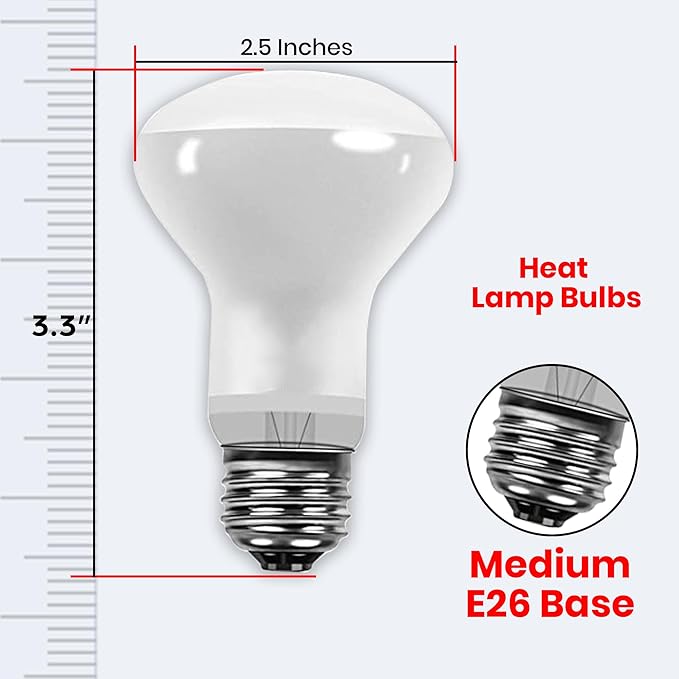50 Watt Reptile Heat Bulb, 50 Watts UVA Basking Light Bulbs for Reptiles, Terrarium Basking Heat Lamp for Bearded Dragon,Lizard,Turtle,Snake, UVA Reptile Light Bulb E26 Base 2 Pack