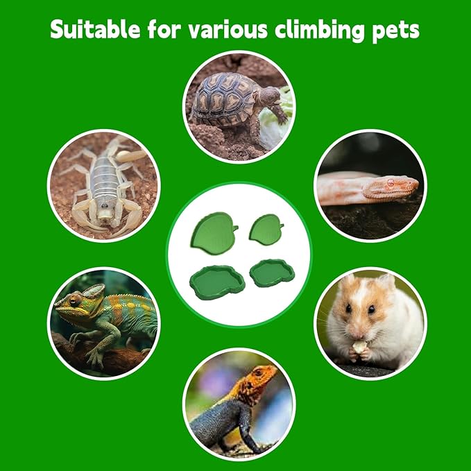 4pcs Leaf Reptile Food Water Bowl,Bowls Turtle Feeding Dishes,Tortoise Habitat Accessories Food and Water Feeder,for Tortoises, Lizards, Geckos and Other Reptiles 2 Sizes