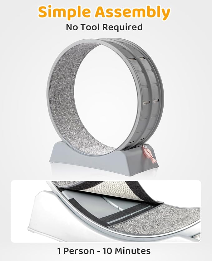 VINGLI Cat Wheel, Cat Treadmill with Carpeted Runway, Cats Running Wheel for Daily Exercise and Weight Loss, Gray
