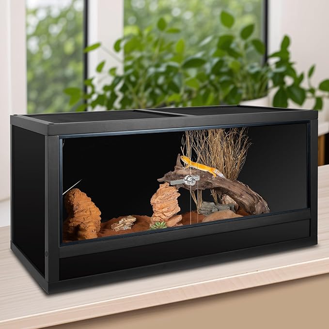 REPTI ZOO 50 Gallon Wooden Reptile Tank Enclosure, 36x18x18 inch Reptile Terrarium for Bearded Dragon Ball Python Gecko Snake Turtle, Light Weight Habitat Cage