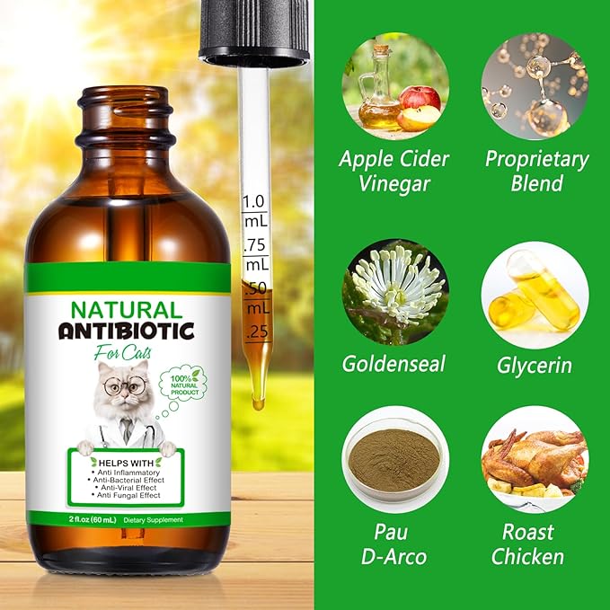 Cat Antibiotics, Antibiotics for Cats, Natural Cat Multivitamin Herbal Supplements 60ml-2pcs