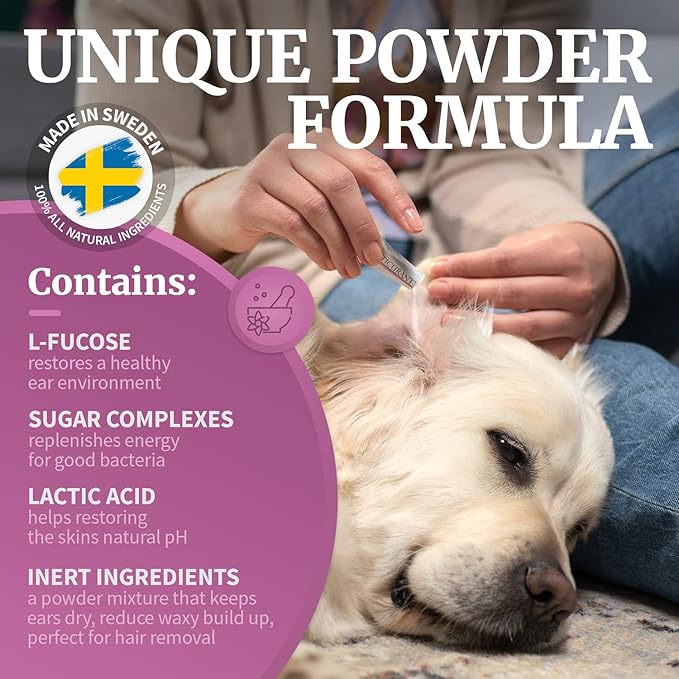Pet Ear Powder for Dogs | No More Itching, Scratching or Bad Smell | Reduces Waxy Build Up | No Cleaning Solution Drops or Wash Needed | 26 Easy-Dose Packets