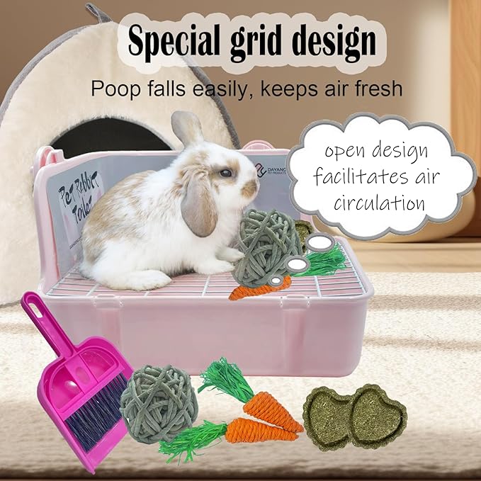 kathson Guinea Pig Litter Box,Bunny Potty Training,Plastic Square Small Animal Toilet,for Hamster Chinchilla Ferret Hedgehog Gerbil (Pink)