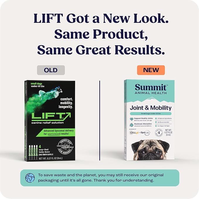 Summit Canine Joint and Mobility Supplement for Small Dogs (Previously Lift), All Natural Liquid Chondroitin with Liposomal Delivery for Arthritis, Hip & Joint Support Vitamin, (Dogs <25lbs)