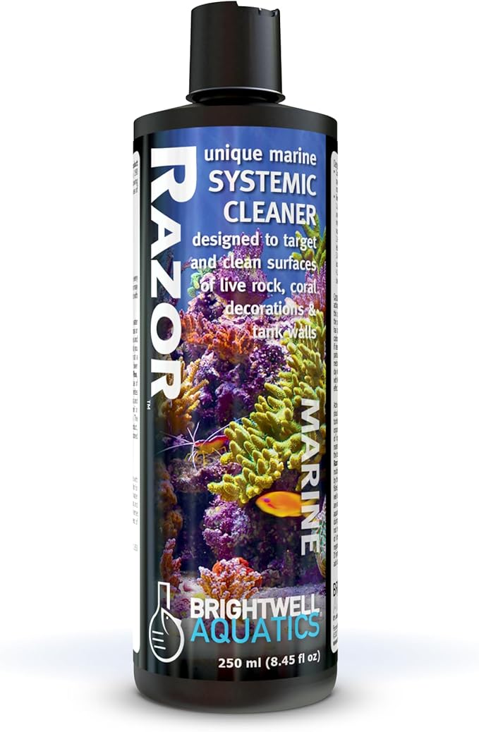 Brightwell Aquatics - Razor Marine - Unique Systemic Fish Tank Cleaner for Marine Aquariums - Aquarium Water Treatments, 8.45 fl oz