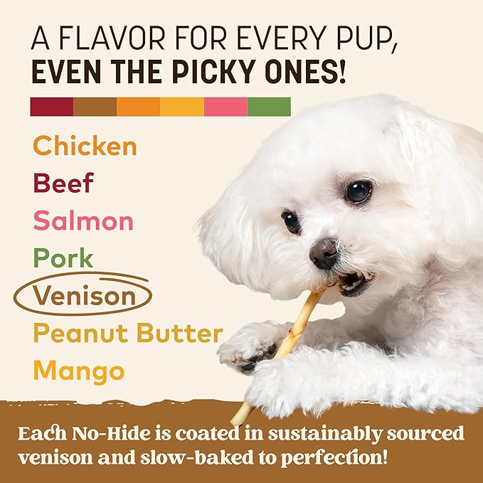Earth Animal No-Hide Stix Venison Recipe Natural Rawhide Alternative Dog & Cat Chews - 20 Count Value Pack