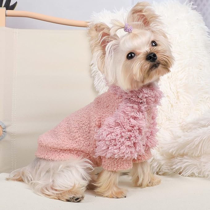 Dog Sweater Pink Pullover Dog Jacket for Small Dogs Girl Boy Soft Lightweight Sweatshirt Pet Clothes Doggie Coats for Chihuahua Clothes Cat Sweater, Pink, M