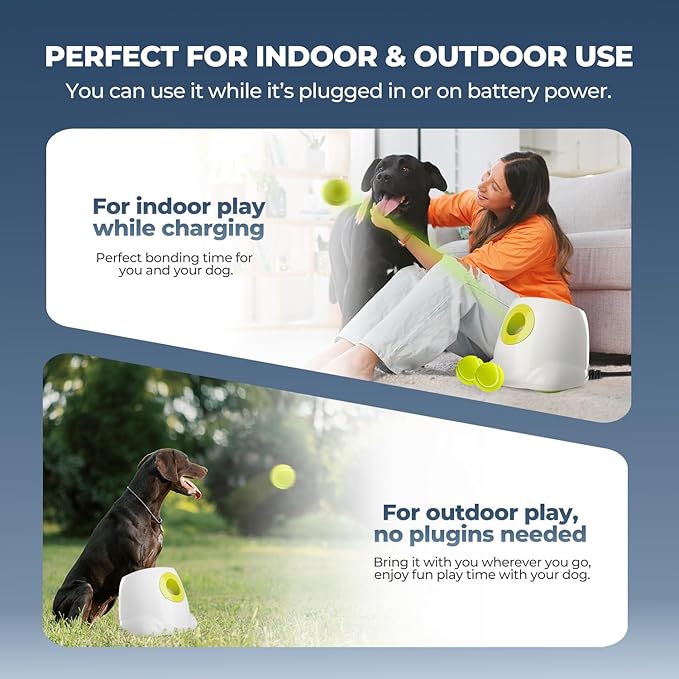 ALL FOR PAWS Automatic Dog Ball Launcher for Medium to Large Dogs, Interactive Tennis Ball Thrower, Rechargeable Dog Toy Mental Stimulation Training Game for Energetic Dogs