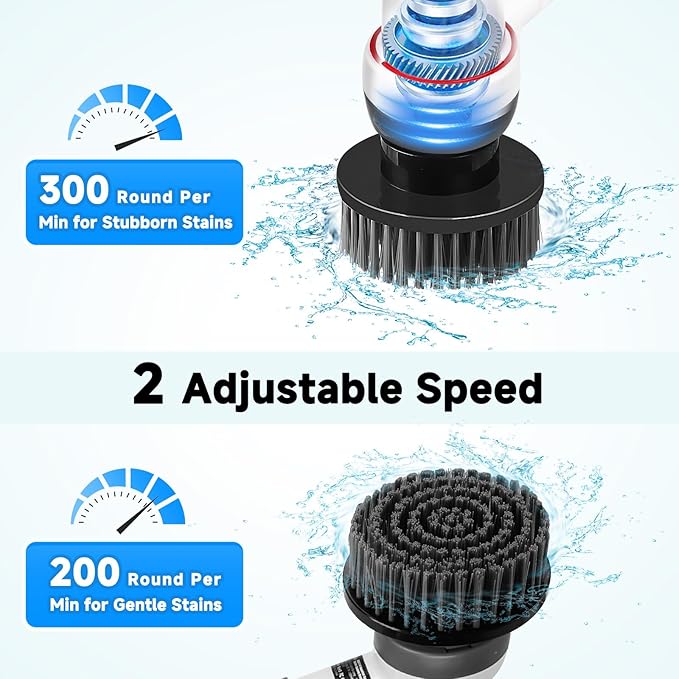 AQQA 8-in-1 Electric Aquarium Cleaning Kit Cordless Rechargeable Glass Scrubber IPX9 Waterproof Handheld Fish Tank Cleaner Powerful Algae Scraper & Cleaning Brush Set (Grey)