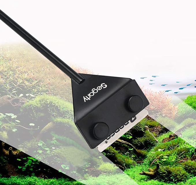Segarty Aquarium Algae Scraper, 26.5" Stainless Steel Cleaner with 10 Replaceable Stainless Blades, Cleaning Razor for Removing Residue in Fish Plant Glass Tank