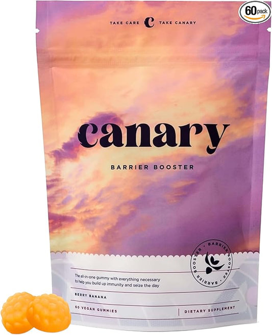 Canary Barrier Booster Vitamin A, D, & K and ZINC Immune Support Gummy - Great for Immune Support, Bone Strength, & Cardiovascular Health - Vegan Berry Banana Flavor, 60 Gummies