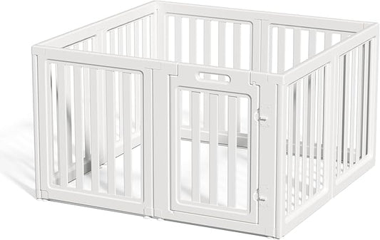 Clear Dog Play Pen,Pet Playpen with Door,Easy to Clean and Install Puppy pens for Both Indoor and Outdoor use (White, 30.3" Height, 12)