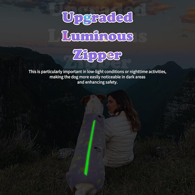 ROZKITCH Dog Winter Coat Soft Fleece Pullover Pajamas, Pet Windproof Warm Cold Weather Jacket Vest with Luminous Zipper, Jumpsuit Apparel Outfit Clothes for Small Medium Large Dog Geometry S