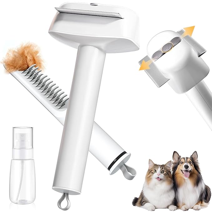 3 in 1 Self Cleaning Slicker Brush - Skin Friendly Deshedding Grooming Tool for Dogs, Cats, and Puppies, Suitable for Shedding & Haired Pets