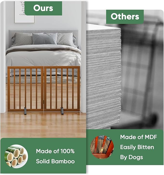 Dog Gate for Doorways, Foldable Dog Gate Indoor for Doorways Bedroom 2 Panels (Walnut)
