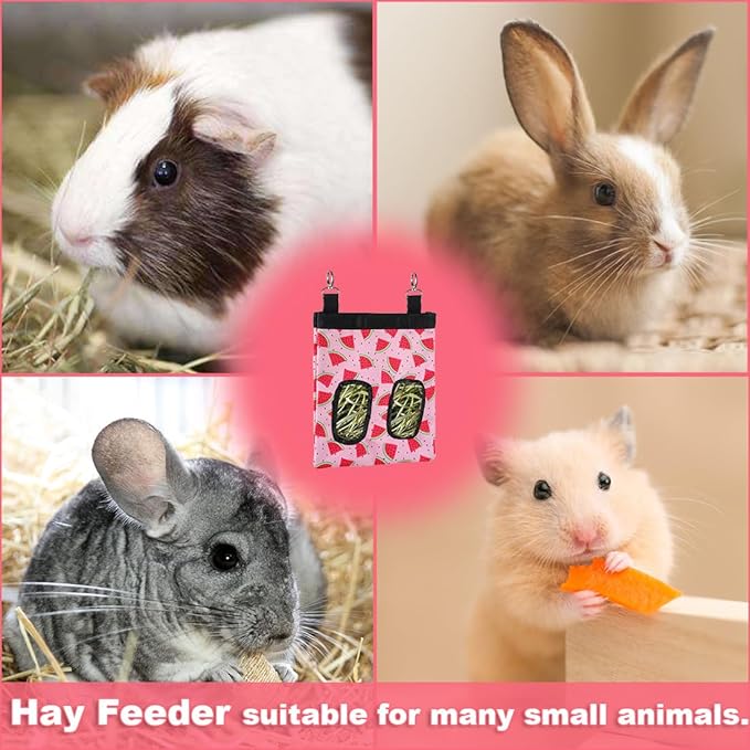 DZWLKJ Rabbit Hay Feeder, 600D Polyester, Watermelon, Hay Feeder Bag, Guinea Pig, Chinchilla, Hamsters, Small Pets, 1 Pack, Foldable, Lightweight