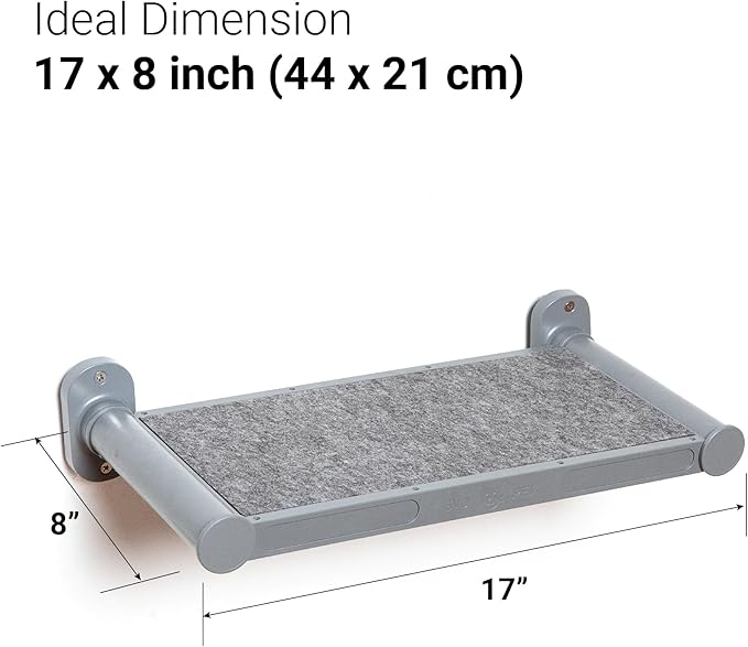 SVD.PET Cat Wall Shelves, 17" x 8" Wall Furniture with Felt Pad, Modern Design, Easy to Install & Clean, Cat Perch for Sleeping & Playing (Dark Grey)