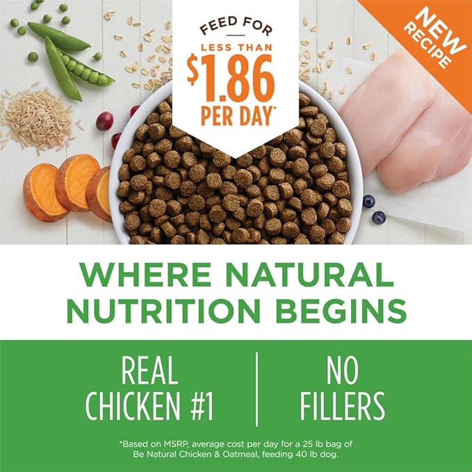 Be Natural Chicken & Brown Rice Dry Dog Food, 4.5 lb. Bag