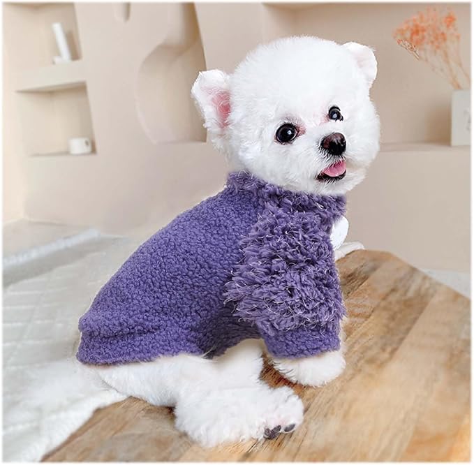 Dog Sweater for Small Dogs Girl Boy Dog Clothes Turtleneck Puppy Pullover XXS XS Chihuahua Sweatshirt Doggie Coats for Small Dogs Cat Outfit, Purple, S