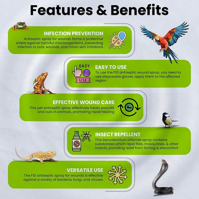 F10 Antiseptic Barrier Ointment for Reptiles, Birds, Small Animals & Exotic Animals, Natural Wound Healing Ointment for Pet, Relieves Pain & Prevents Infection - 500g