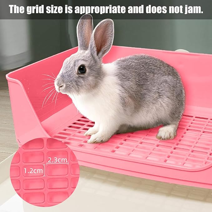 kathson Large Rabbit Litter Box Trainer, Potty Corner Toilet with Drawer Bigger Pet Pan for Adult Hamster, Guinea Pig, Ferret, Galesaur, Bunny and Other Animals (Pink)