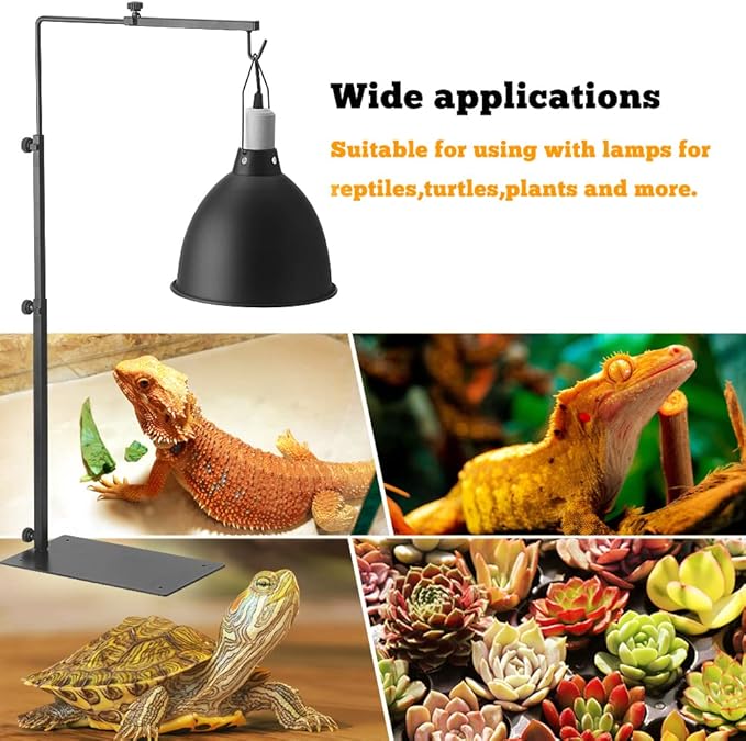 Reptile Lamp Stand Adjustable Lamp Fixture Hanger Metal lamp Holder for Reptile Terrarium Tank Amphibians Cage(Large)