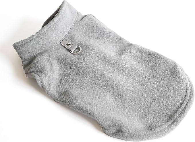 JACKO & CO - Fleece Vest Sweater with Leash Ring - Soft Lightweight Breathable for Puppies Small Medium Dogs, Kitten, Cats, Chihuahua - Warm for Fall/Autumn/Winter (Grey, X-Small 2-4lbs)