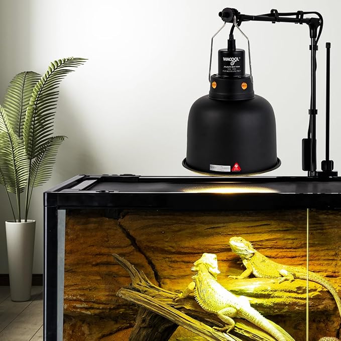 Reptile Light Fixture with Dimming Thermostat, 5.5 Inch Deep Dome Reptile Heat Lamp Fixture with Temperature Controller